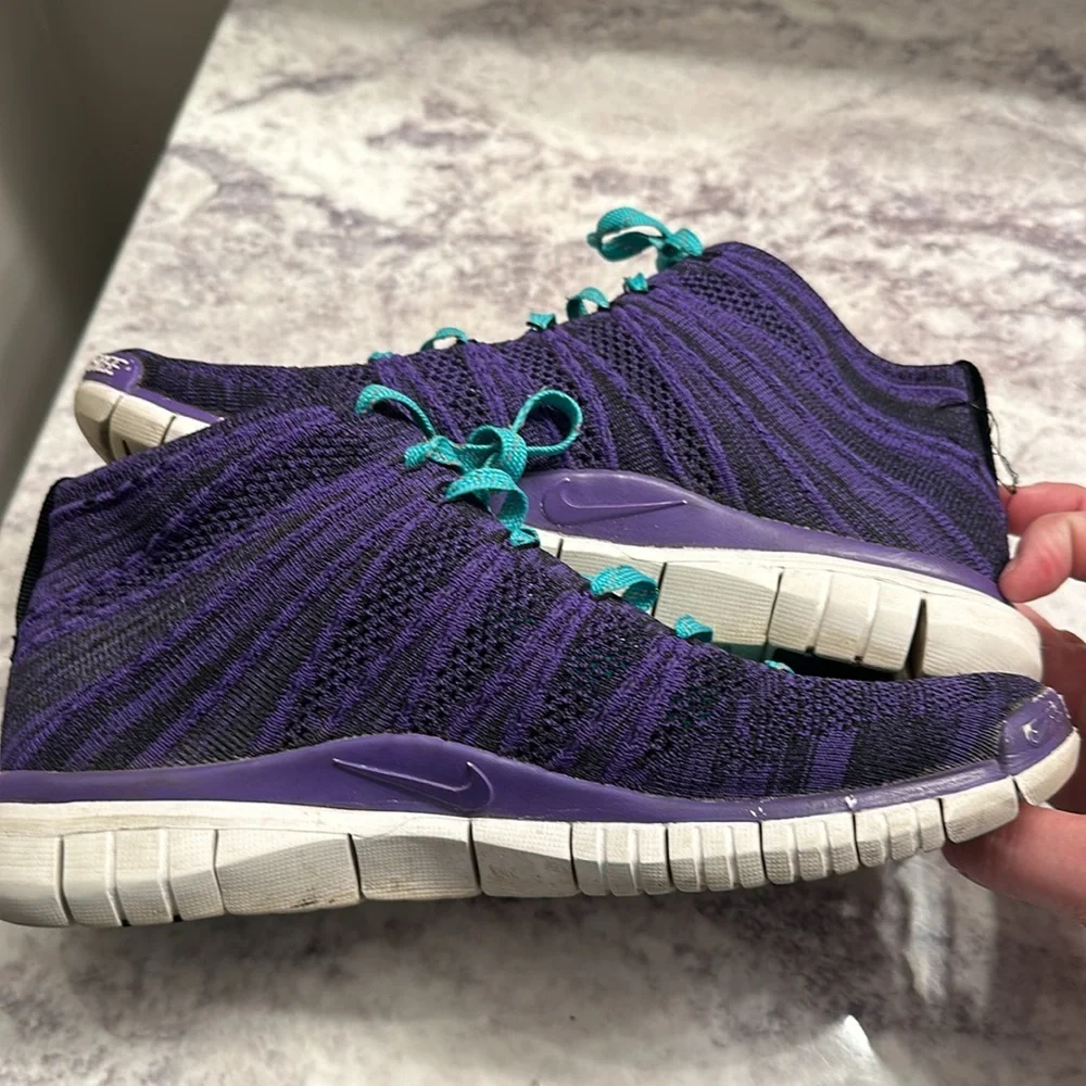 Nike Free Flyknit Chukka Running Shoes Womens Sz Us 8.5 Trainers Barefoot Purple